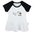 thumbnail image 1 of Bee Be Happy Novelty Dresses For Baby, Newborn Babies Skirts, Infant Princess Dress, 0-24M Kids Graphic Clothes (Black Raglan Dresses, 18-24 Months), 1 of 4