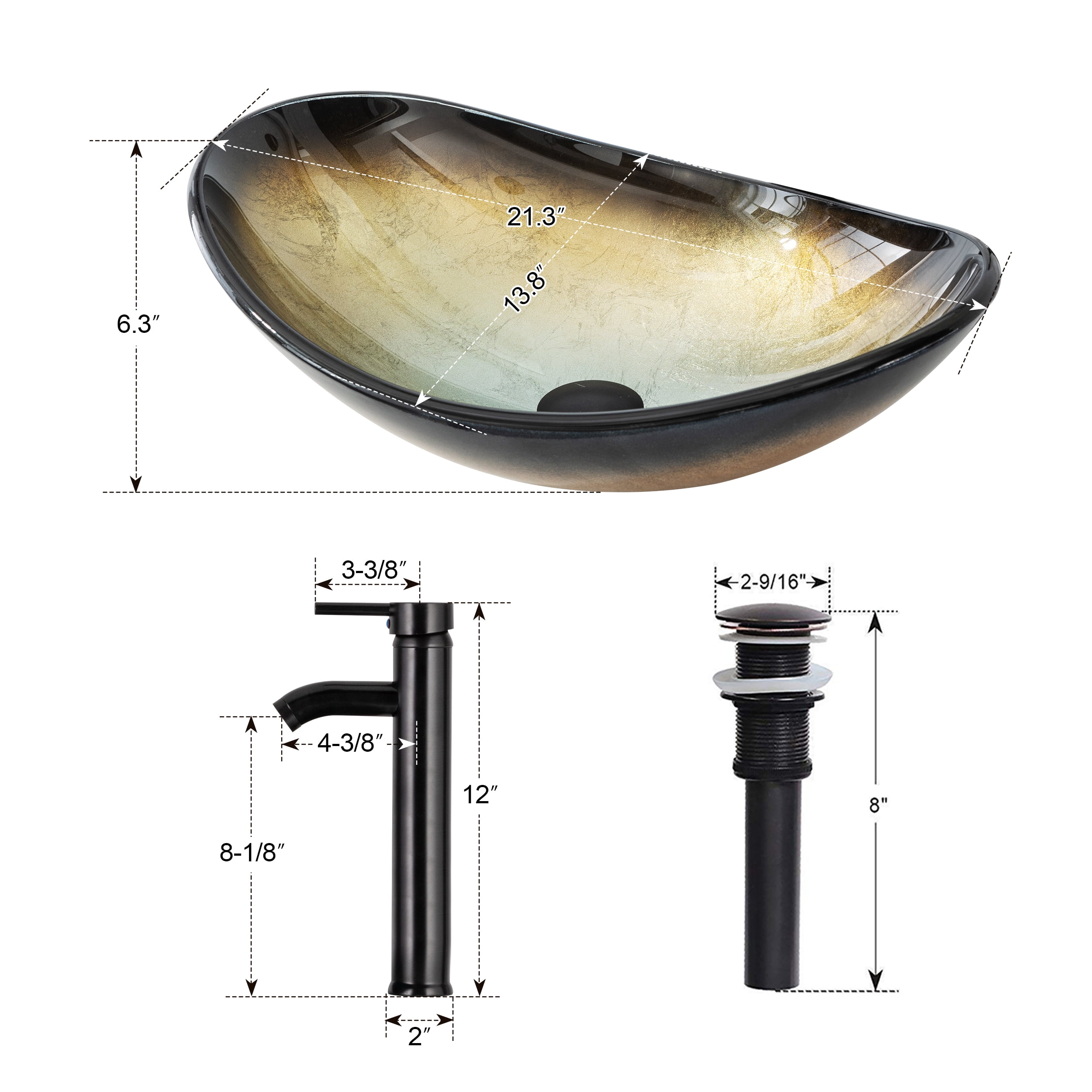 VS029CH 21" Stained Glass Bathroom Vessel Sink