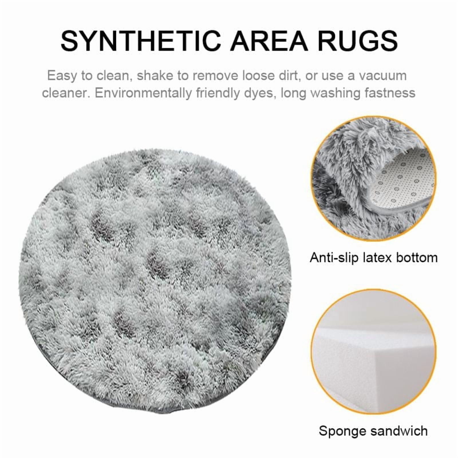 Round Rug Fluffy Circle Rug for Kids Bedroom Living Room Shaggy Circular Rug for Nursery Room, Fuzzy Plush Rug for Dorm Furry Carpet for Teen's Room Multicolor Area Rug Carpet Cute Room Decor