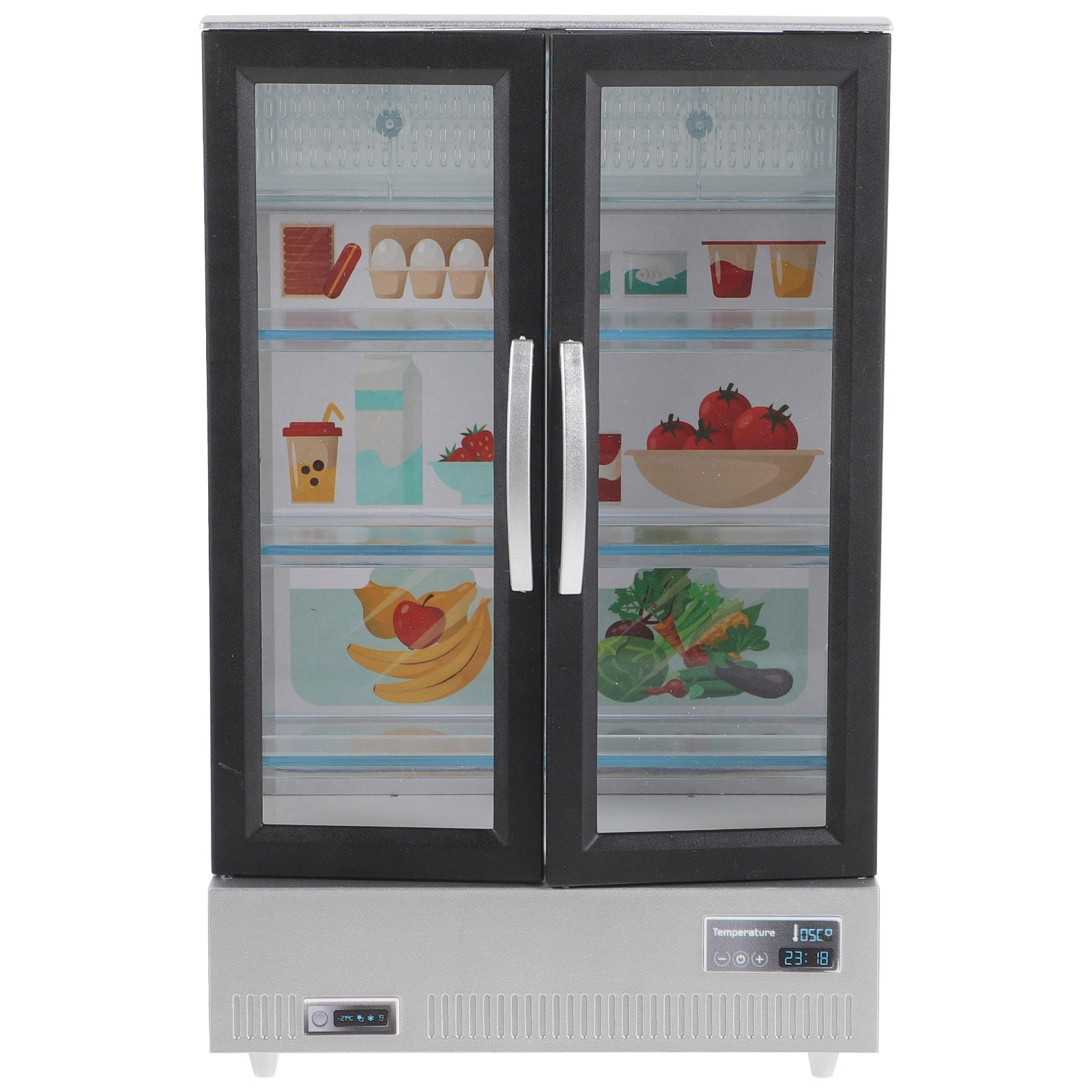1 Set Doll House Double Door Refrigerator Miniature Refrigerator Model Mini Refrigerator