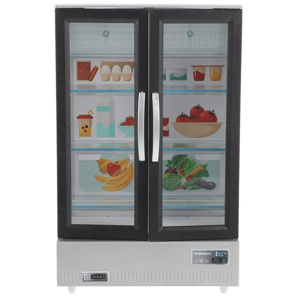 KAKOWELY 1 juego de refrigerador de doble puerta para casa de muñecas, modelo de refrigerador en miniatura, mini refrigerador