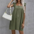 thumbnail image 5 of Summer Dresses for Women 2024 Plus Size Fashion Camisole Skirt Loose Ruffled Solid Color Cotton Linen Dress Womens plus $15 & under, 5 of 9