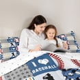 thumbnail image 4 of Feelyou Baseball Lover Boys Bedding Comforter Set 7 Pieces, Stripes Abstract Plaid Full Bedding Set, Sports Theme Reversible Fitted Sheet Flat Sheet, Breathable Home Decor, 4 of 7