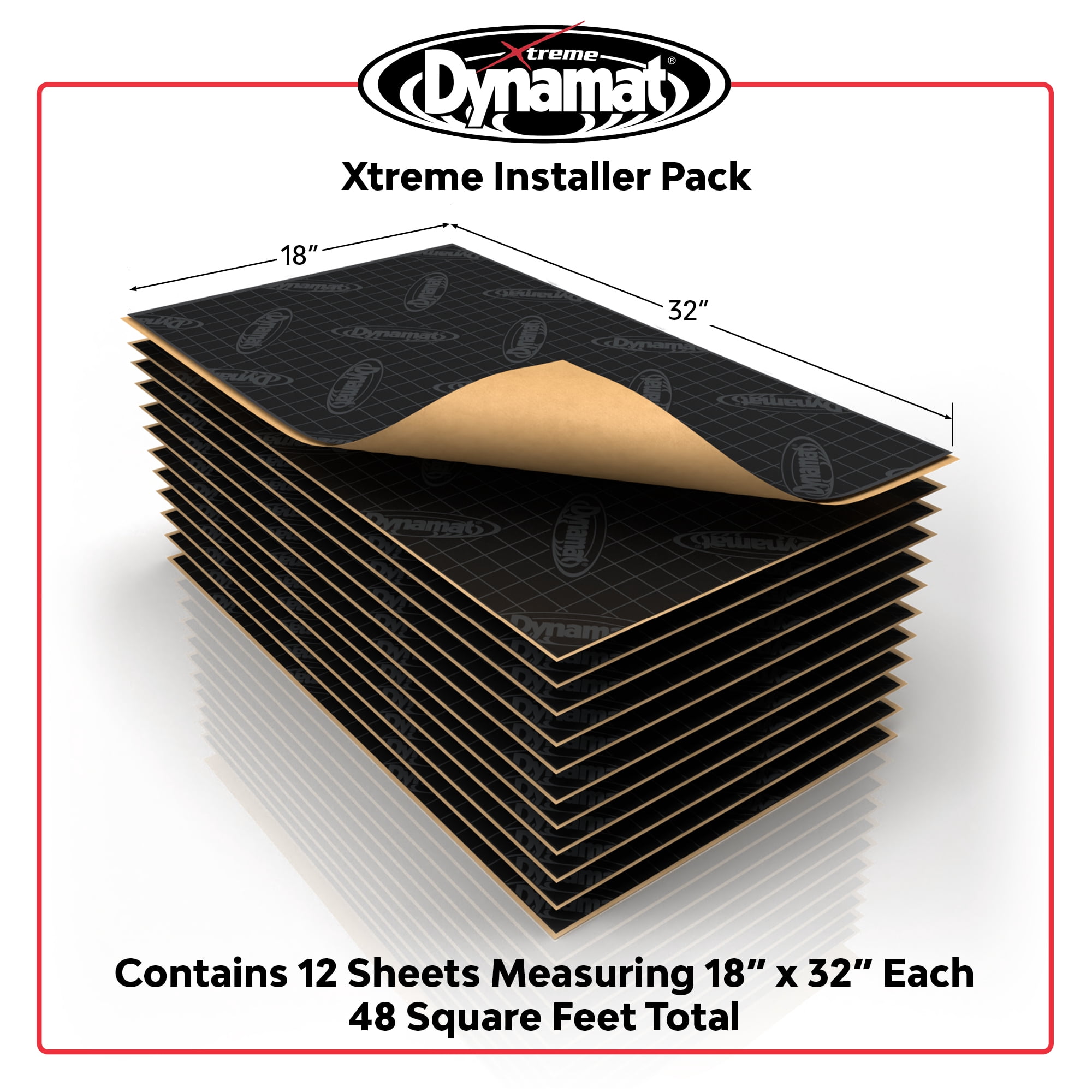 Dynamat Xtreme Installer Pack – Noise Dampening Kit for Floor, Doors, Panels, Hood, Engine or Trunk