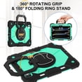 thumbnail image 3 of for iPad Pro 11" 2024 M4 5th Geneartion A2836/A2837/A3006 with Pencil Holder/360° Rotating Kickstand/Grip Handle/Shoulder Strap Kids Girls Heavy Duty Protective 3-Layers Cover, Black+Mint, 3 of 8