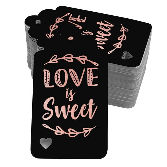 Inkdotpot Love Is Sweet Wedding Bottle Tag Real Rose Gold Foil Favor Hang Tags 50 Pack