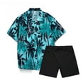 thumbnail image 4 of JLFKNG Fashion Men's 2Pcs Outfits Summer Short Sleeve T Shirts And Shorts Breathable Casual Floral Printed Hawaiian Style Comfy Summer Clothes, 4 of 9