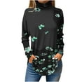 thumbnail image 2 of Sevevn Women's Fashion Printed Long Sleeve Printed Turtleneck Top T-shirt Green S Summer Clearance, 2 of 5