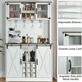 thumbnail image 4 of DreamCurship 72" Kitchen Pantry Storage Cabinet, Freestanding Cupboard Storage Buffet Hutch with Microwave Stand, Coffee Bar Cabinet with 9 Racks & 4 Row Wine Glass Holders, White, 4 of 7
