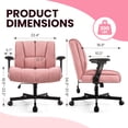 thumbnail image 3 of BOSSIN Criss Cross Chair with Wheels,Cross Legged Office Chair,Wide Criss Cross Chair with Flip-Up Arms & Extra-Deep Seat Thickened for Office Chair,Plush Cushion,Cute,Comfy,Pink, 3 of 8