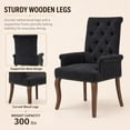 thumbnail image 5 of Upholstered Chenille Fabric Dining Chairs with Arms Set of 8, Tufted High Back Dining Room Chairs with Curved Rubberwood Legs, Kitchen Chairs, Black, 5 of 8