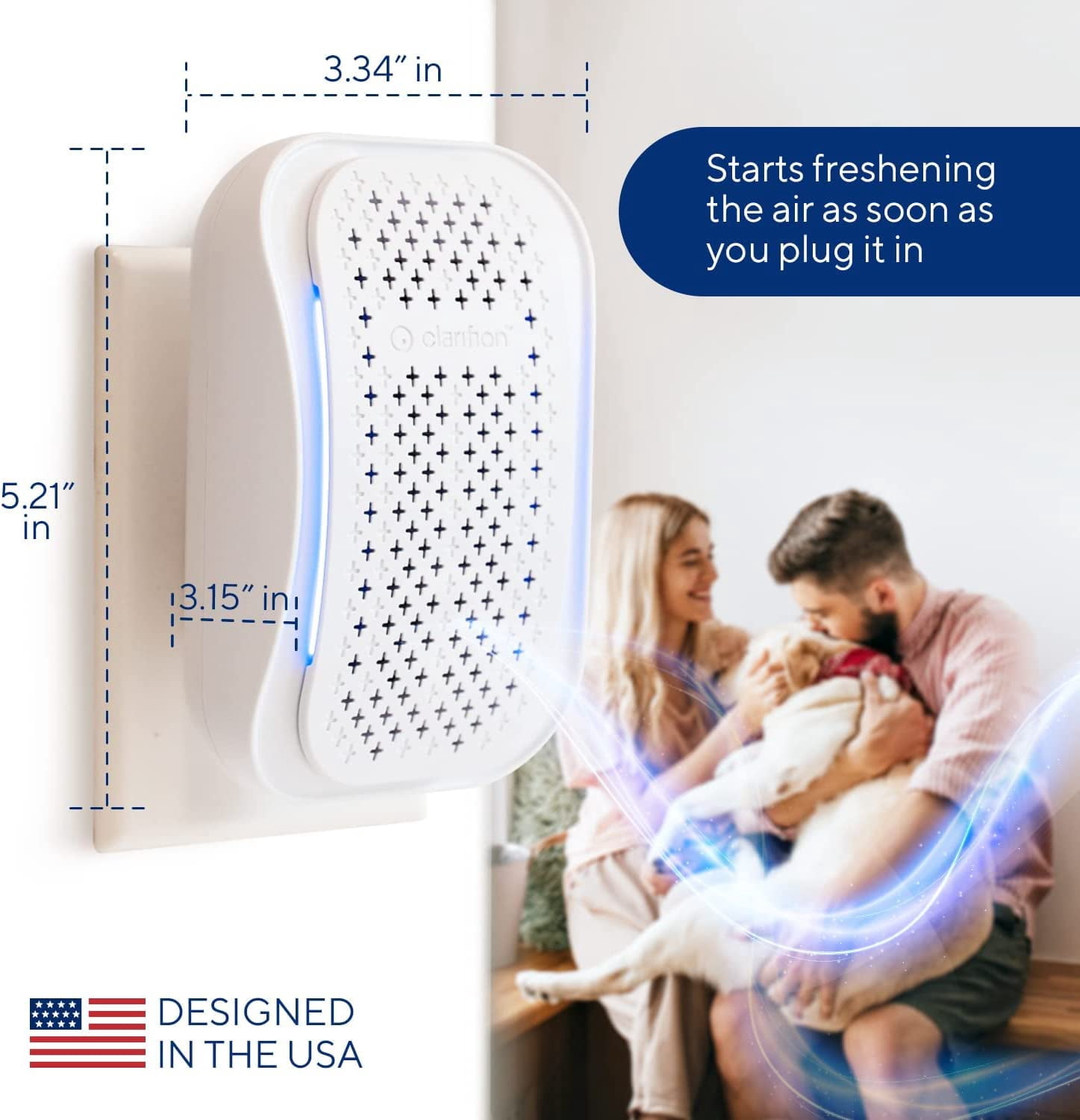 Clarifion DSTx Portable Air Purifier - Plug In Air Ionizer HEPA Air Filter, Mini Personal Air Purifiers For Home Helps Reduce Dust, Smoke, Odor Neutralizer