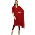 thumbnail image 3 of Atasi Readymade Salwar Pants Maroon Embroidered Cotton Salwar Kameez Suit Indian Dress - 26, 3 of 7