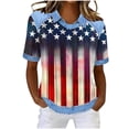 thumbnail image 2 of HOMBOM Shirts for Women Waffle Spring Blouse Fourth of July Wine Short Sleeve Crew Neck Young Womans Tops Basic, 2 of 7