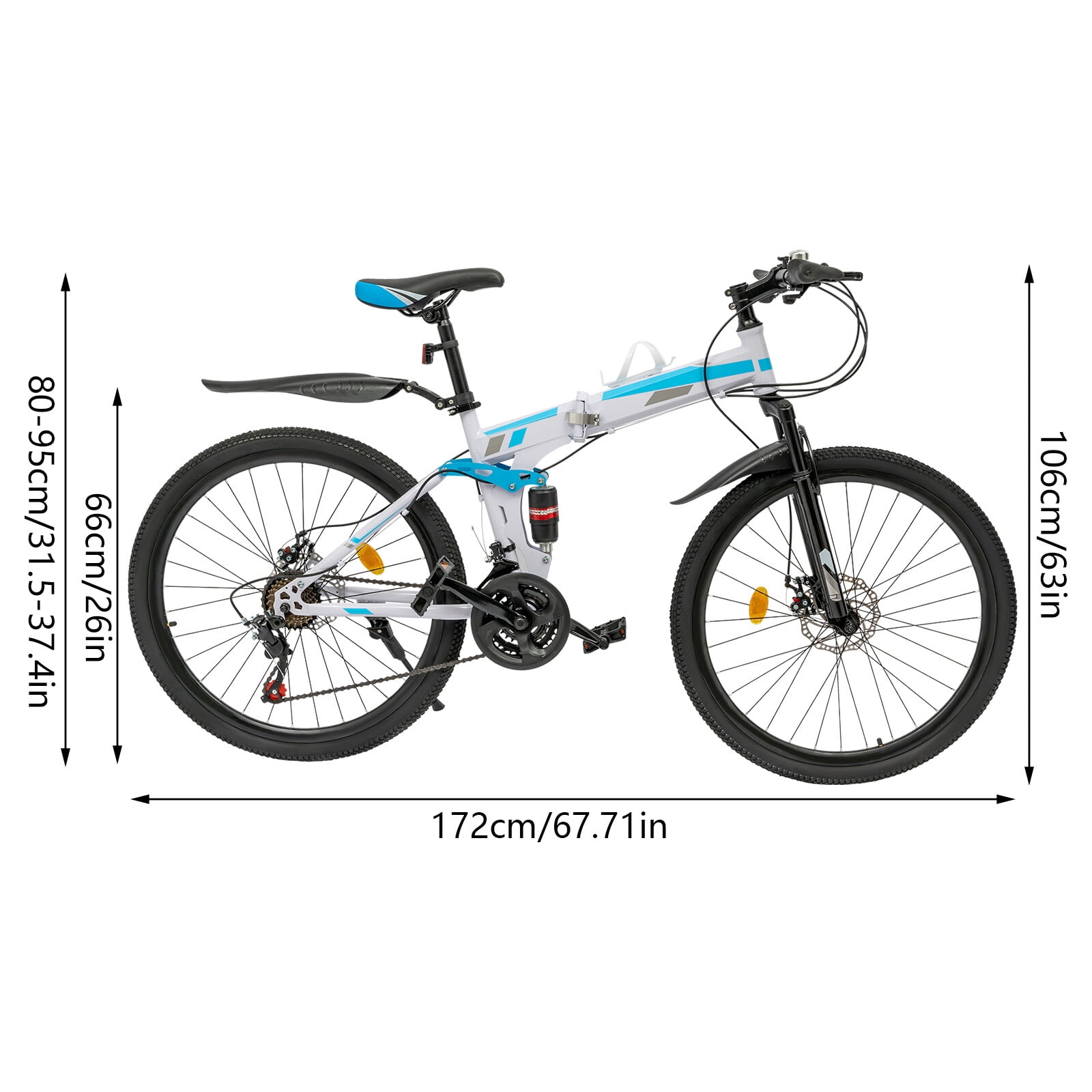 26" Folding Mountain Bike 21 Speed Men Bike MTB Bicycle School Dual Disc Brake