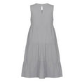 thumbnail image 3 of Kmbangi Femmes Robe de Couleur Unie, Col Rond Bouton Dos Sans Manches une Seule Pièce, Robe de Style de Rue Décontractée, 3 of 5