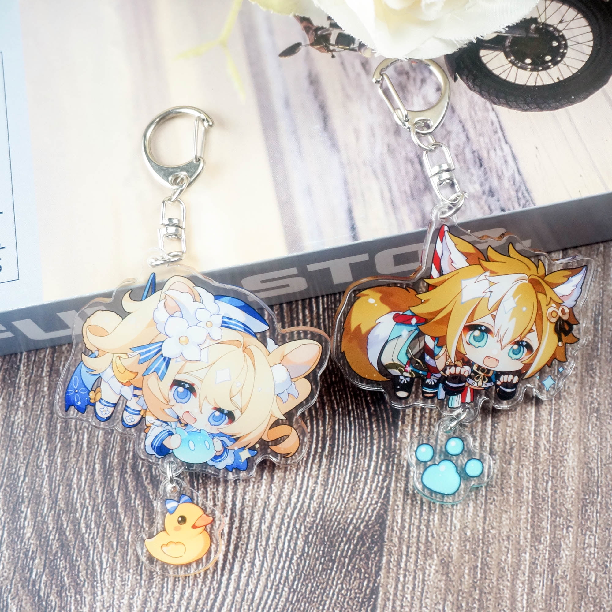 ZILEFSILK Anime Demon Slayer Kimetsu No Yaiba Acrylic Figure Keychain Set  Vision Stand Merch Personalized Key Chain