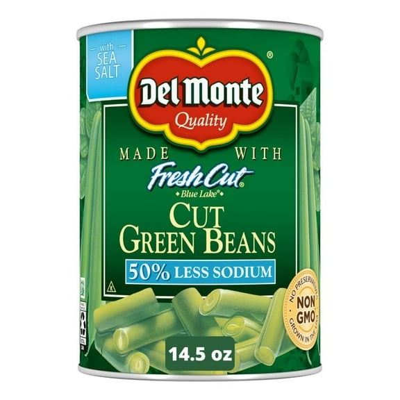 Del Monte Reduced Sodium Cut Green Beans 14.5 oz - Pack of 3