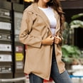 thumbnail image 3 of Defitshape Women's Hooded Anorak Jacket Fall Fashion Lightweight Casual Draped Open Front Long Sleeve Outerwear Pockets Khaki 6, 3 of 4