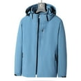 thumbnail image 2 of Windbreaker Jacket Men's Zip Front Windbreaker Jacket Man Solid Color Water Resistance Zipper Pockets Detachable The Lining Hooded Outdoor Jacket Coat Sky Blue XL, 2 of 6