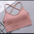 thumbnail image 4 of SMihono Womens High-Support Yoga Bra with Removable Pads Large Bust,Seamless Crossback Longline Sports Bra Workout Tops Pink M, 4 of 4