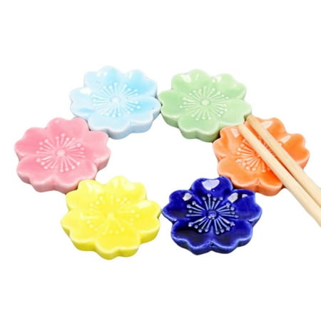 

1/3/4/7PCS Elegant Sakura Blossom Ceramic Chopsticks Rest Rack Knife Fork Stand Holder
