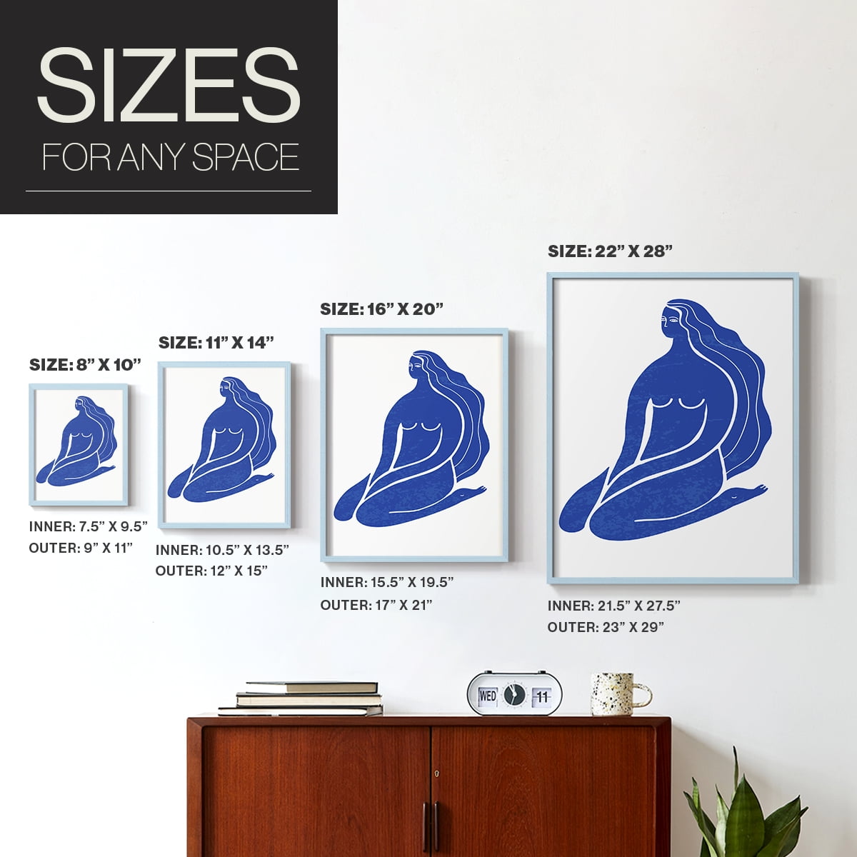 Matisse CIX Framed Print in Blue Solid Wood 11 x 14 Framed Print