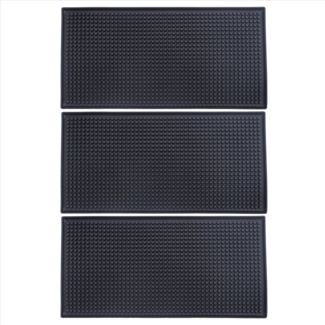 Paquete de 3 Alfombrillas Negras para Bar, Alfombrilla Derrames, Secado Vidrio, Servicio Mezcla CóCteles Encimera (12 Pulgadas () X 6