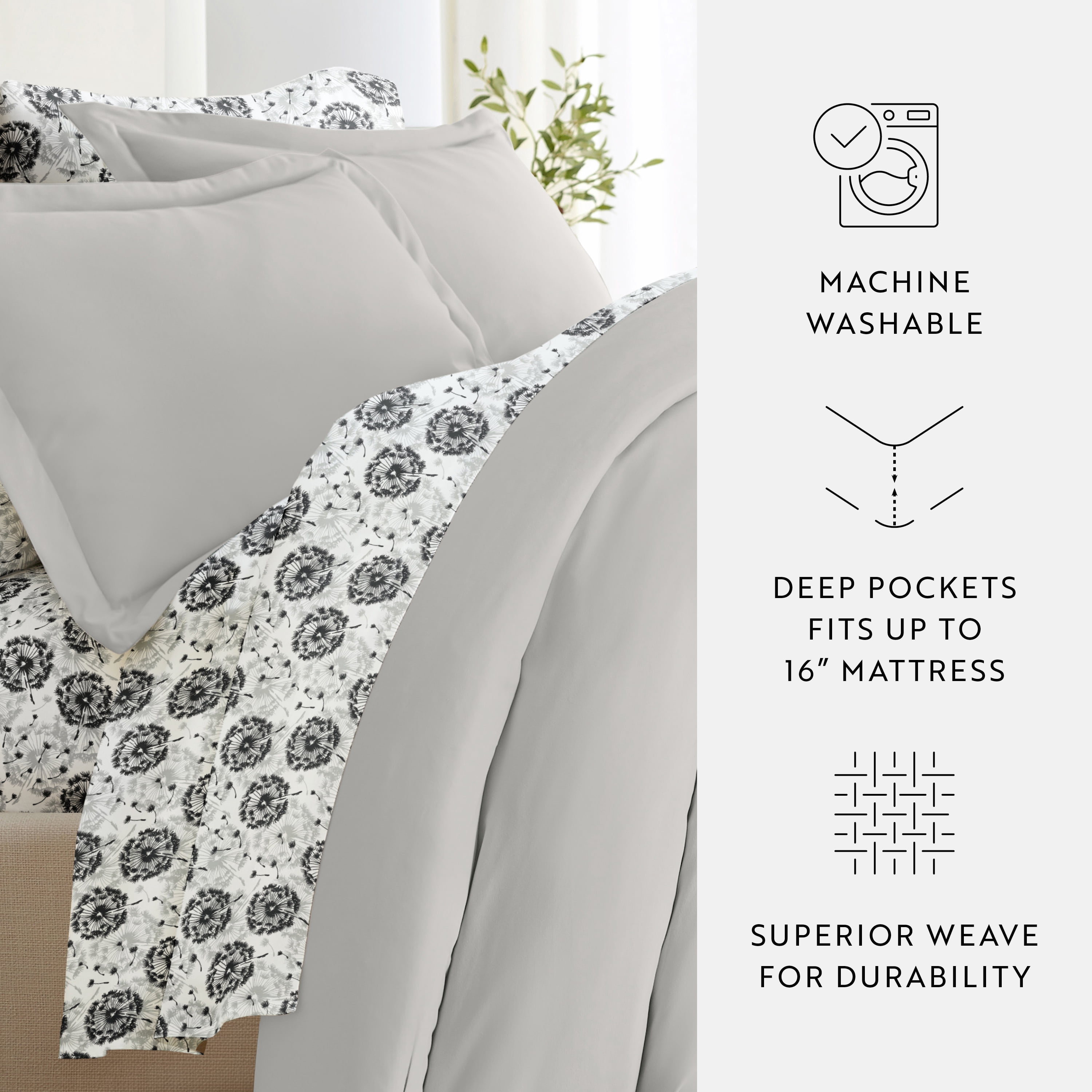 Noble Linens 8 Piece Solid Duvet Bundle in Light Gray, Queen