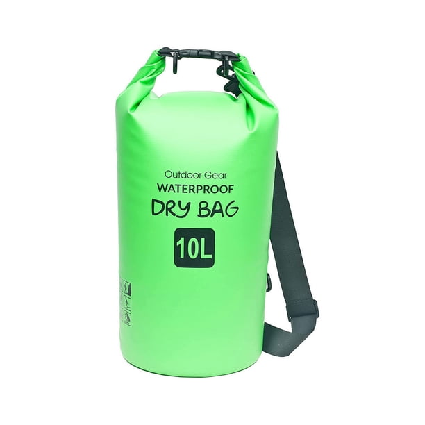 Advancent Bolsa seca impermeable de PVC, portátil, de un solo hombro, 10L, plegable, ajustable, para acampar, canotaje, kayak, canoa, paquete de Mochilas de mochilero Verde