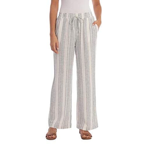 ladies striped linen trousers