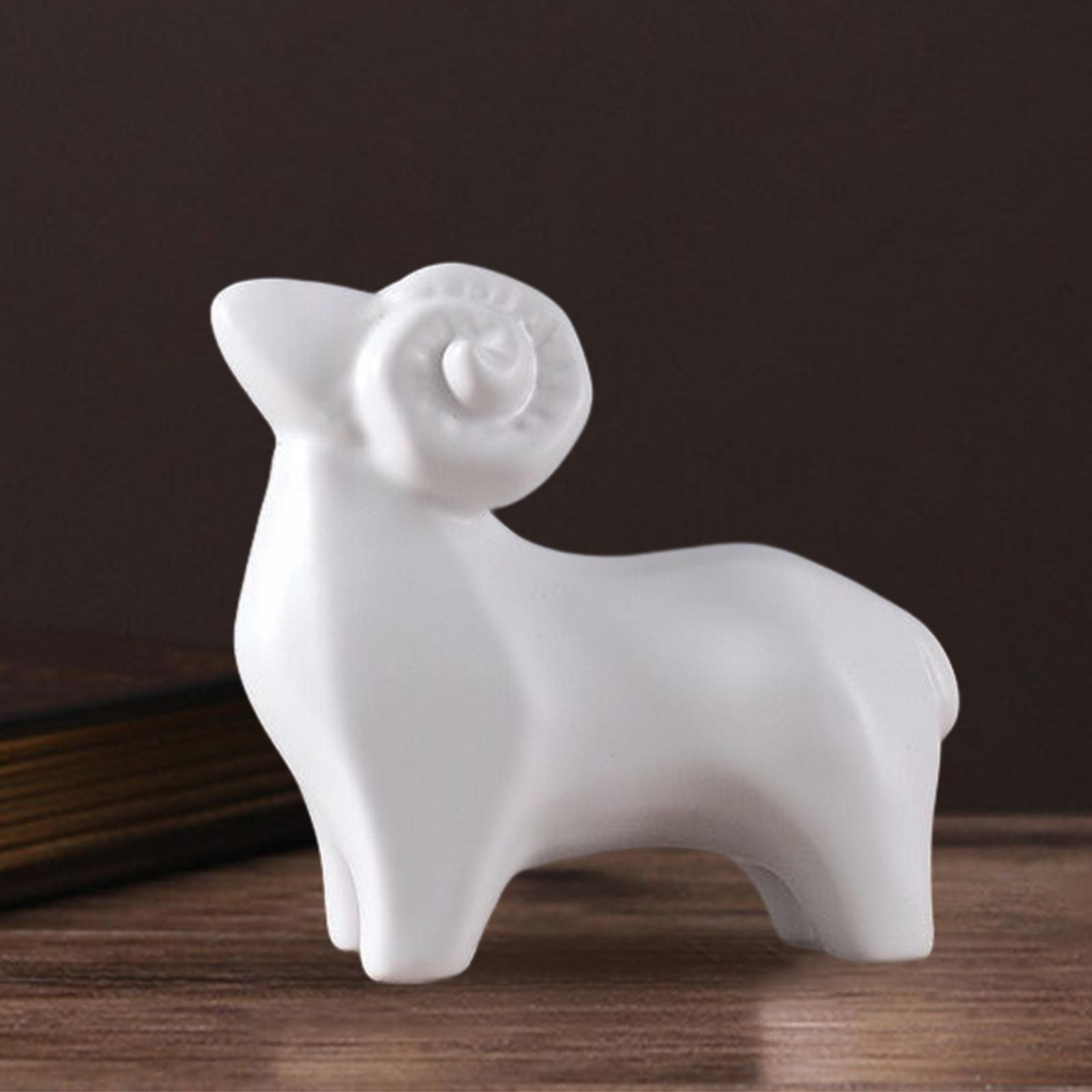 Creative Sheep Statue, Porcelain Nordic Collectable Ornament Animal Figurine for Desktop Bedroom Shop Bookshelf Decoration White Small - image 5 of 8
