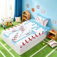 thumbnail image 2 of Manfei Sport Baseball Twin Fitted Sheet, Ice Cream Drip Letter NBedding, Light Blue N 2 Pieces, 1 Fitted Sheet and 1 Pillowcase, 2 of 6