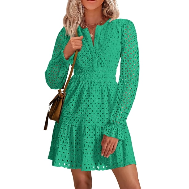 Vestido Mascomoda 2024 De Otoño, Manga Larga, Cuello En V, Midi, Blanco