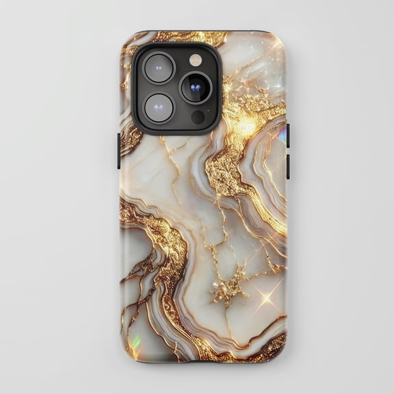 Gold Marble For iPhone Protective Phone Case Luxury Abstract White Gold Glitter