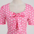 thumbnail image 5 of Women's Casual Tennis Dress Elegant Square Neck Short Sleeves Bow Design Modern Everyday Dress for Daily Wear Pink XXL, 5 of 8