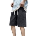 thumbnail image 3 of Migroa Men's Denim Shorts Baggy Jean Shorts Elastic Drawstring Waist Baggy Jorts Streetwear Summer Casual Loose Fit Wide Straight Leg Jorts Grey M, 3 of 8