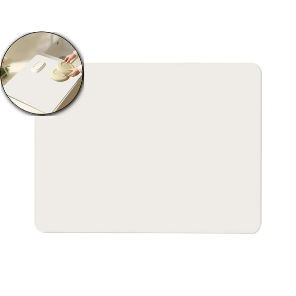 VQPeo Multipurpose Diatomaceous Earth Dish Drying Pad - Easy Clean Kitchen Counter Mat, Sink Liner, Fridge & Drawer Protector | Heat Resistant Silica Gel Pet Food Mat