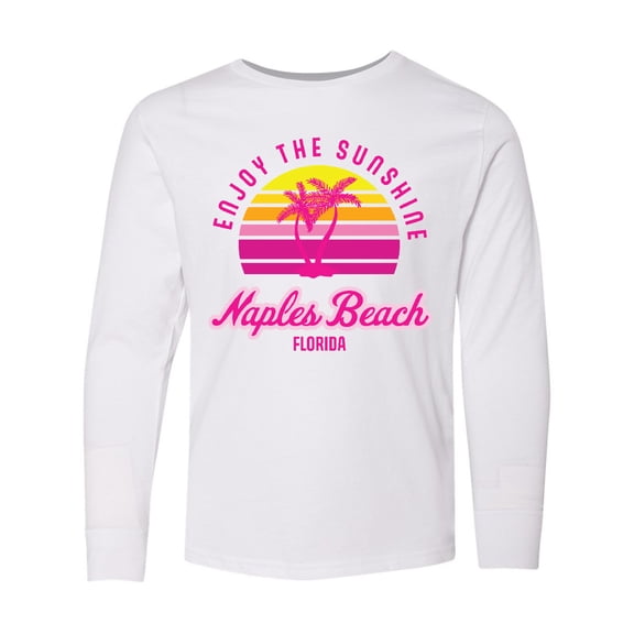 Inktastic Summer Enjoy the Sunshine Naples Beach Florida in Pink Long Sleeve Youth T-Shirt