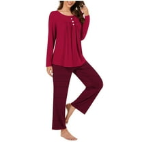 Kaemgyyd Womens 2 Piece Pajama Set Stripe Lounge Outfits Soft Button Pleated Sleepwear and Wide Leg Pants with Pockets