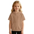 thumbnail image 3 of Bysome Boys Hoodies Solid Color Short Sleeve Hooded Tees Autumn Thermal Boys Sweatshirts Size 9-10 Years Khaki, 3 of 6