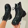 thumbnail image 2 of Willtoo Women's Platform Combat Boots Stylish Fashion Lace-Up Ankle Short Bootie Punk Motorcycle Leather Boots for Fall Winter, 2 of 6