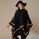 thumbnail image 1 of Xiao Hua Chales para mujer, ponchos abiertos, suéteres extragrandes, cárdigans casuales, chales para otoño e invierno, color negro y naranja británico., 1 of 2