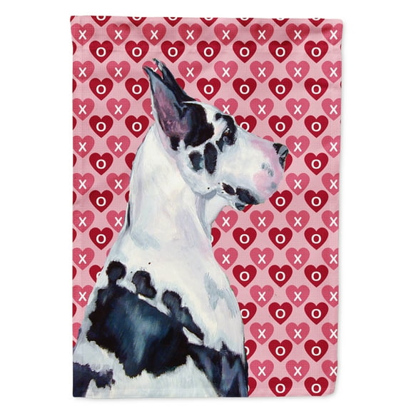Carolines Treasures LH9146-FLAG-PARENT Great Dane Hearts Love and Valentines Day Portrait Flag  multicolor