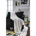 thumbnail image 2 of Signature Design by Ashley Alsonwell Faux Fur Throw Blanket, White, Ultra Soft Jacquard Stripe Plush Accent, Machine Washable Cozy Home Décor, 2 of 4