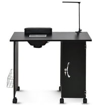 Gymax Manicure Nail Table Station Black Steel Frame Beauty Spa Salon Equipment Drawer