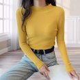 thumbnail image 1 of Suéter de Punto para Mujer Ligero Pullover Básico Manga Larga Casual Ropa de Cálido Suéter Delgado Jersey para Otoño Invierno Amarillo Macarena Suéter de punto de mujer, 1 of 8