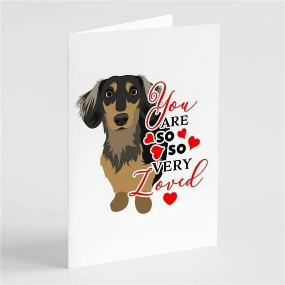 Dachshund Black and Tan #4 so Loved Greeting Cards and Envelopes Pack of 8 7 in x 5 in