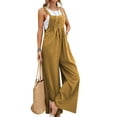 thumbnail image 3 of QAFOPEH Women Solid Color Sleeveless Wide Leg Jumpsuits With Pocket, 3 of 5
