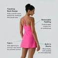 thumbnail image 6 of Breezora Women's Built-in Shorts Active Dress with Removable Padding Backless Workout Outfit for Movement L Size Hot Pink, 6 of 8
